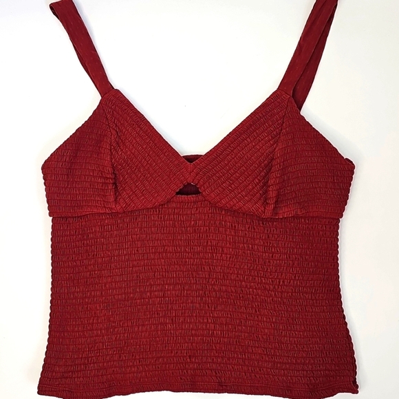 Anthropology Elevated Smocked Twist Front Tank Top Burnt Orange Sz: XL - Picture 7 of 7